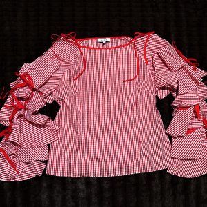 Reve • Adorable Ruffle & Bows Gingham Top